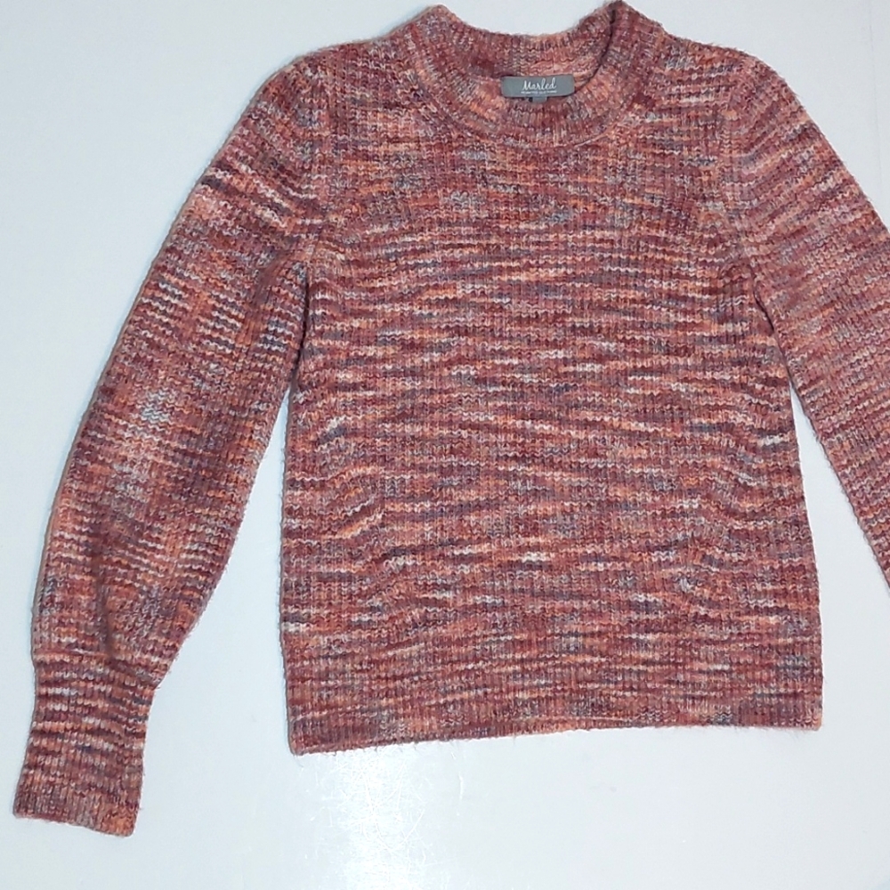 Marled Pink & Gray Space-dyed Weave Sweater, Size S